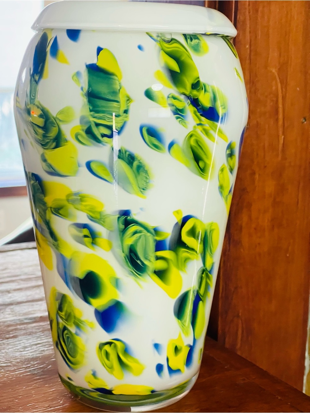 Authentic Signed M Murano Italy Art Glass Vase Polished Pontil 9”